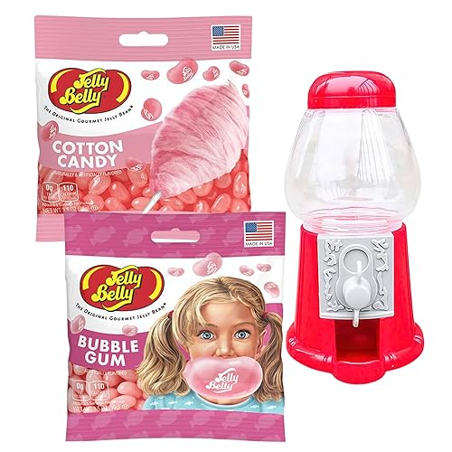 Gomitas de chicle y algodón (3.5 onzas cada una)  Mini máquina de chicles (5 x 3.5 x 3.5 pulgadas)  Auténticos sabores de gelatina  Dispensador