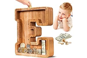Personalized Piggy Bank Wooden Letter (E)