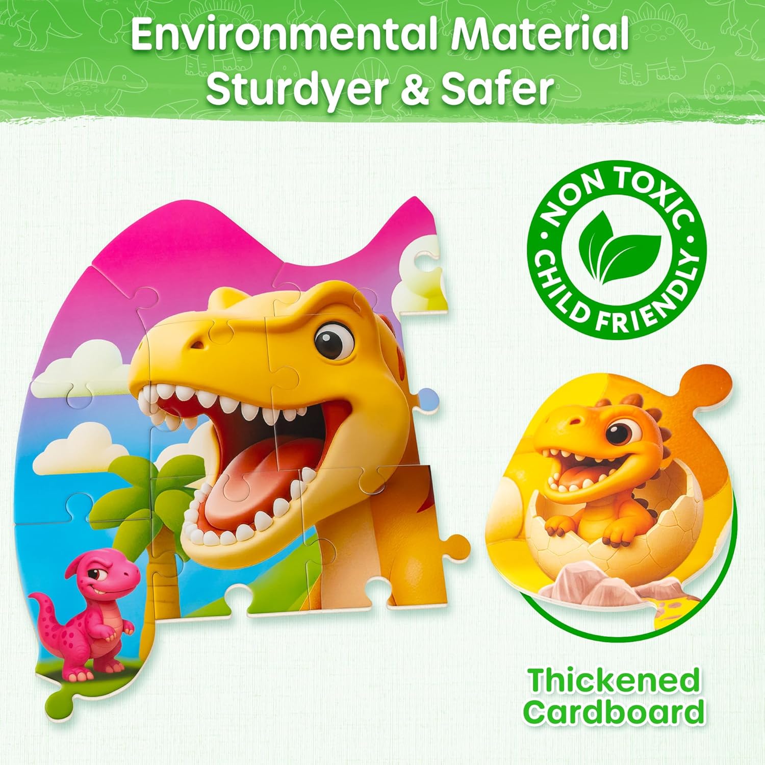 SYNARRY Dinosaur Floor Puzzles for Kids Ages 4-6, Large 45 Piece Floor Puzzles for Kids Ages 3-5, Puzzles for 4-8 Years Old, Dinosaur Toys Easter Basket Stuffers Gifts for 3 4 5 6 7 8 Year Old Boys