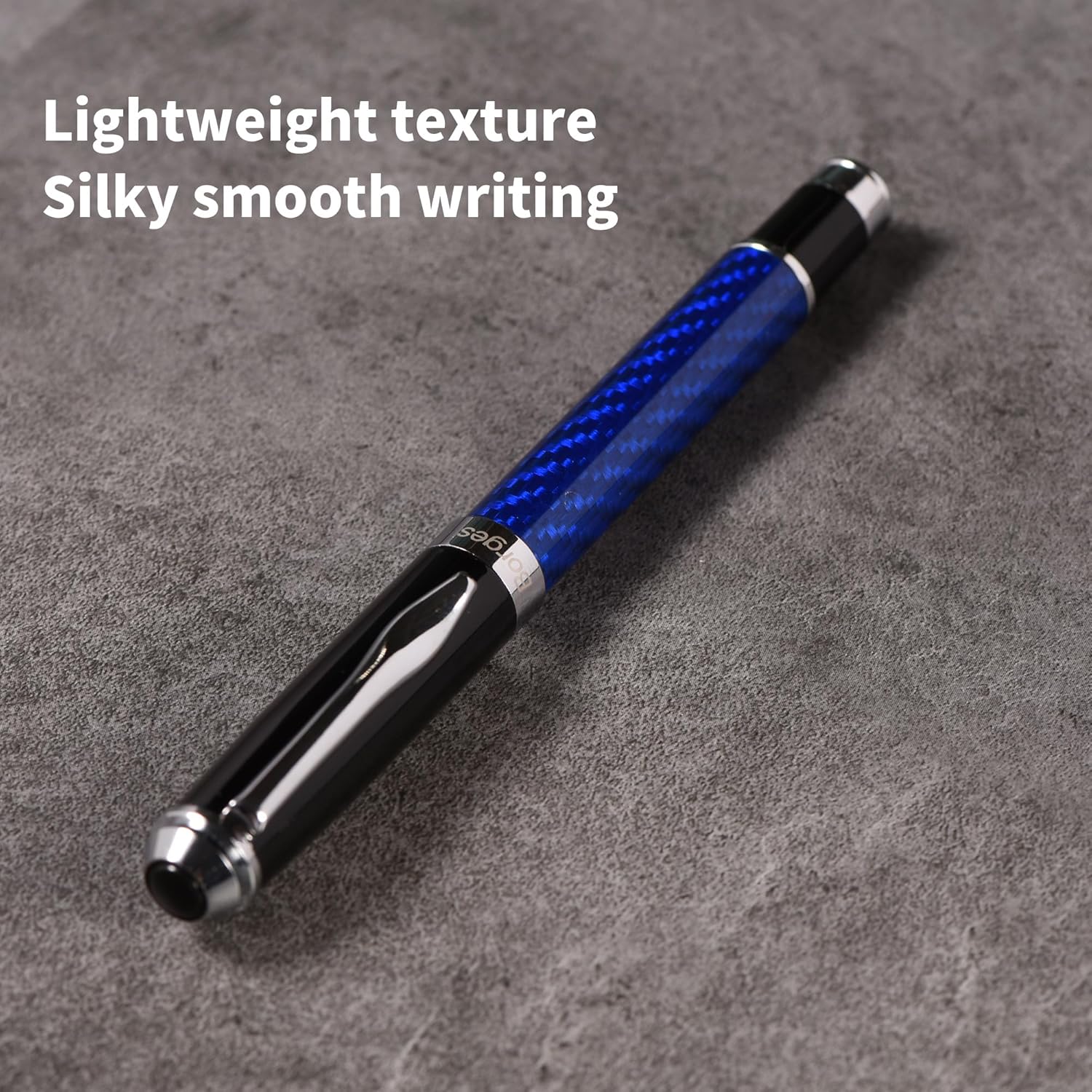 Borges Premium Carbon Fiber Rollerball Pen, Smooth Writing, Stylish Blue Design, (2Pcs)