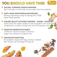 Vista 3 de TOG999, 60 bolsas de té de cúrcuma jengibre y canela, mejora la digestión, apoya el cerebro, el peso, la piel y el sueño, bolsas de té ecológicas e