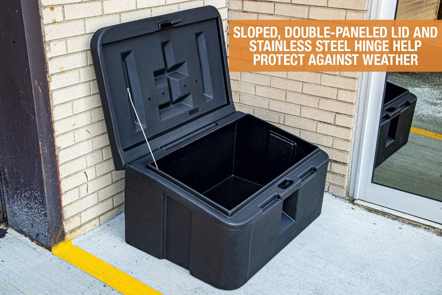 Buyers Products 9031105 35 Gallon Heavy Duty Poly Storage Bin - Corrosion-Free Multi-Purpose Box For Salt Feed Seed Sand Equipment