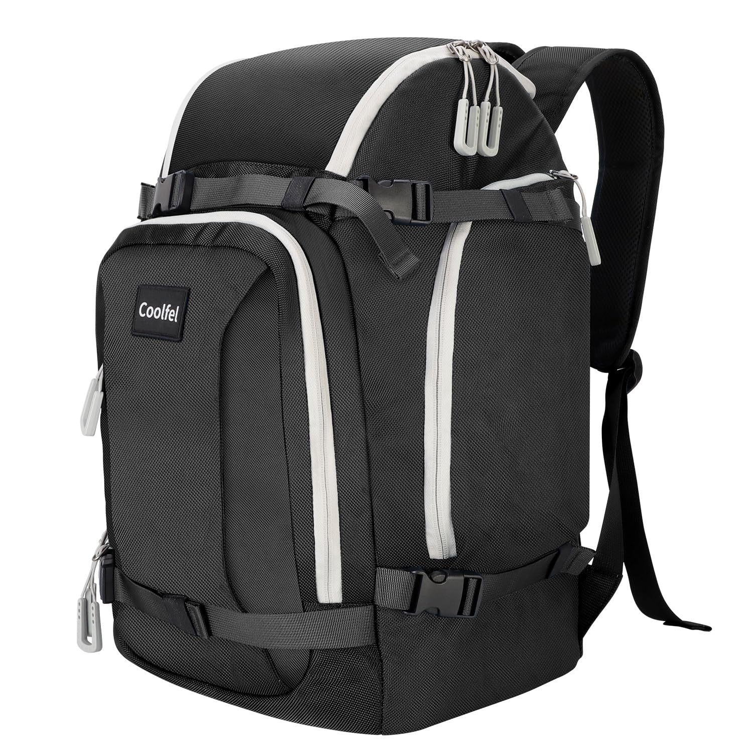 Coolfel Borsa per Scarponi da Sci con Scomparto per Casco, 50L Zaino da Sci Snowboard Pattini a Rotelle, Borsa da Sci Impermeabile per Casco, Giacca, Occhiali, Guanti