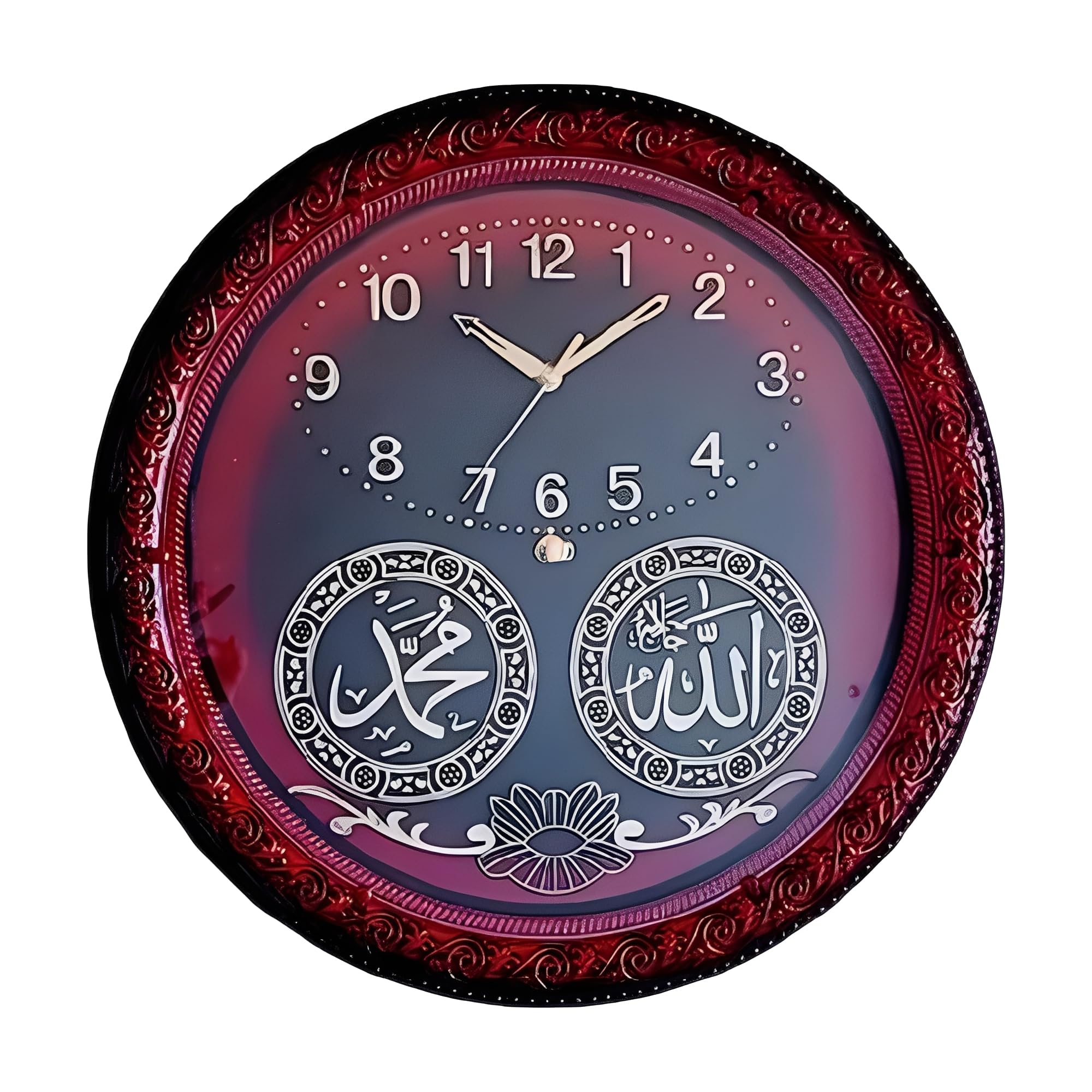 Horloge murale calligraphie islamique rouge ICE Armor 44,5 cm