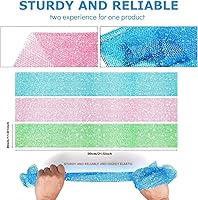 Vista 3 de UJFQBH Juego de 3 piezas de red exfoliante africana de estilo brillante, juego de ducha exfoliante, esponjas de baño largas para una piel suave