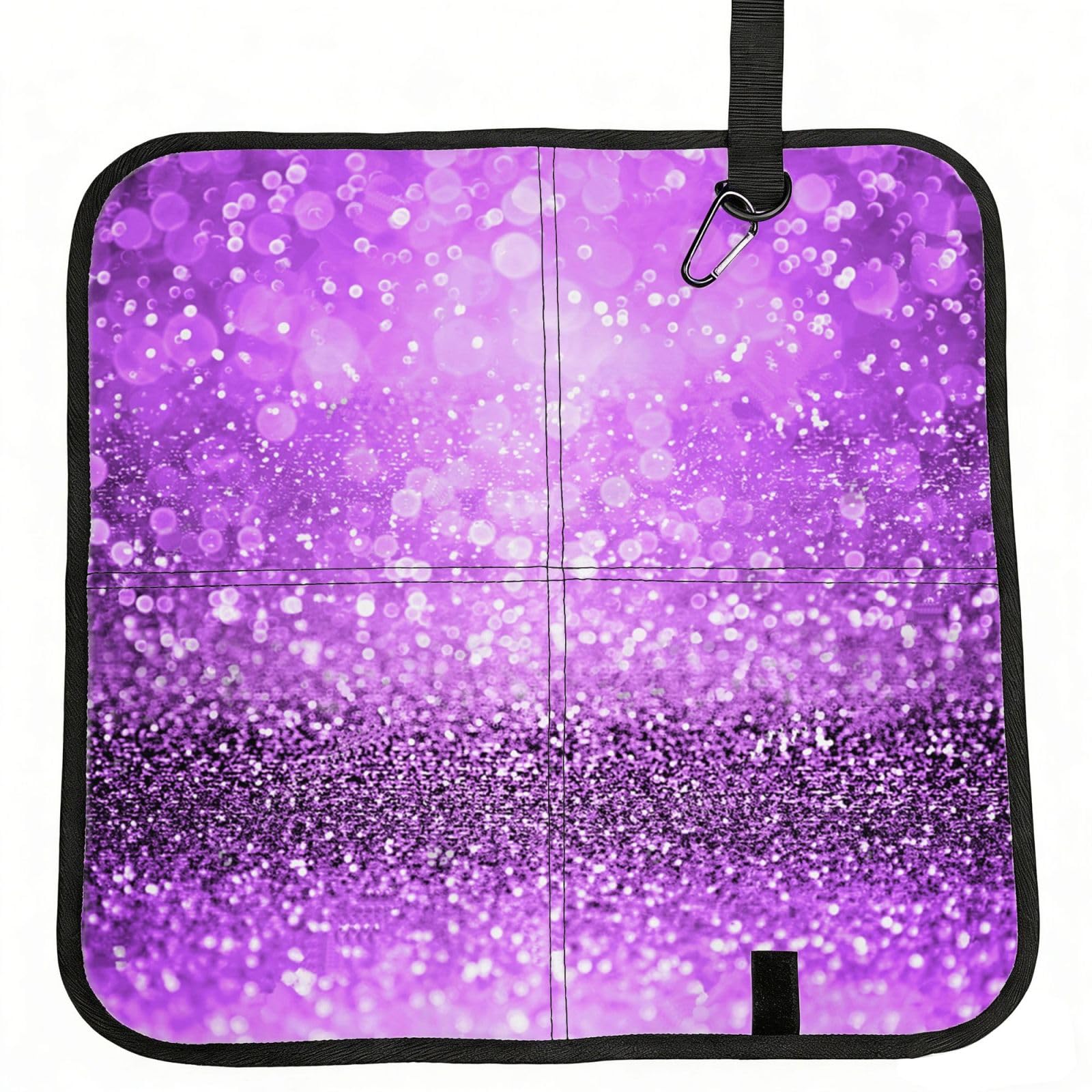 ERCgad Sparkling Purple Glitter Print Foldable Seat Cushion Portable Chair Pad Lightweight Travel Outdoor Office Home