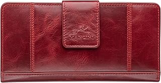Mancini Casablanca Full Grain Leather RFID Secure Clutch Wallet, Red