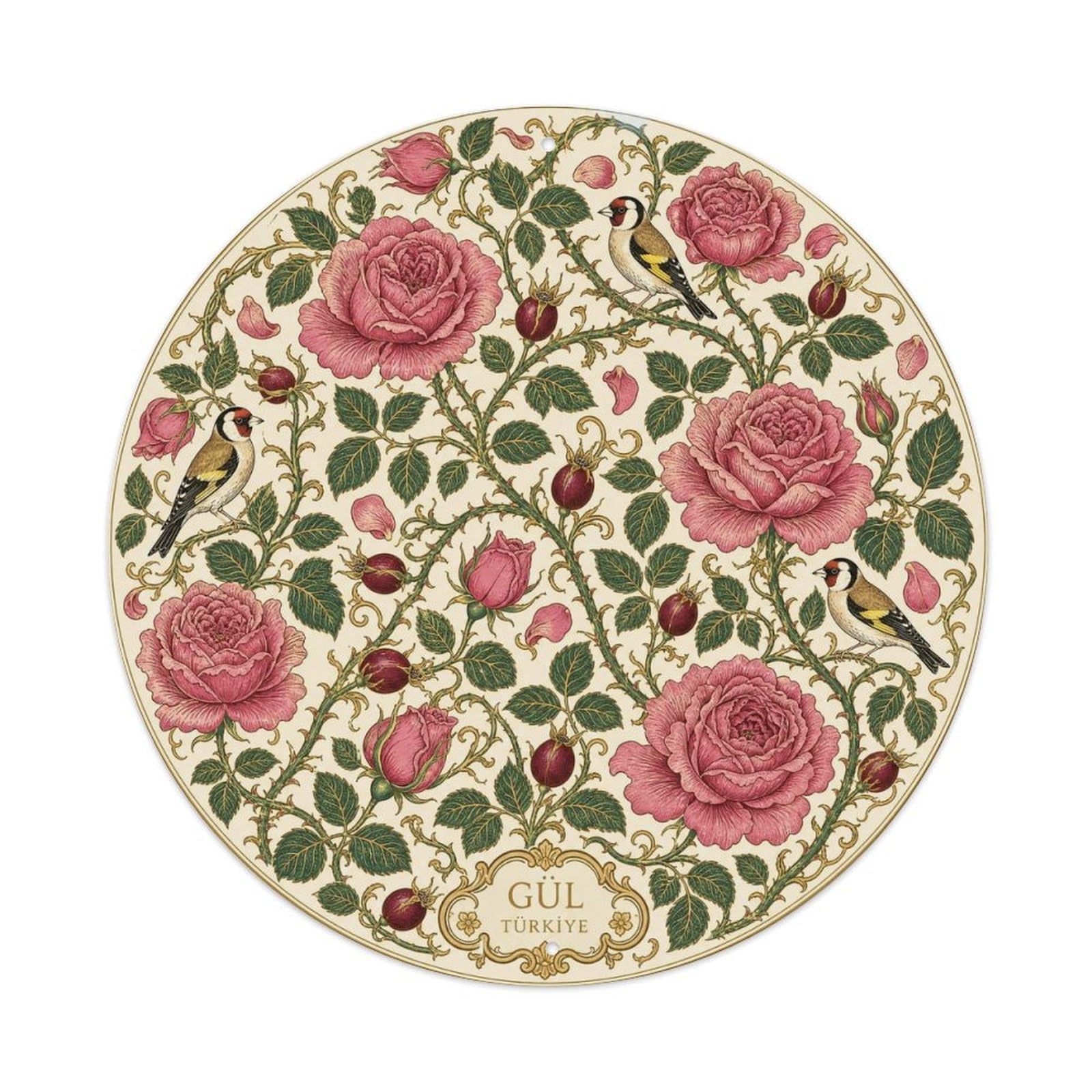 Botanical Rose Turkish Ivory White Pattern Metal Tin Sign