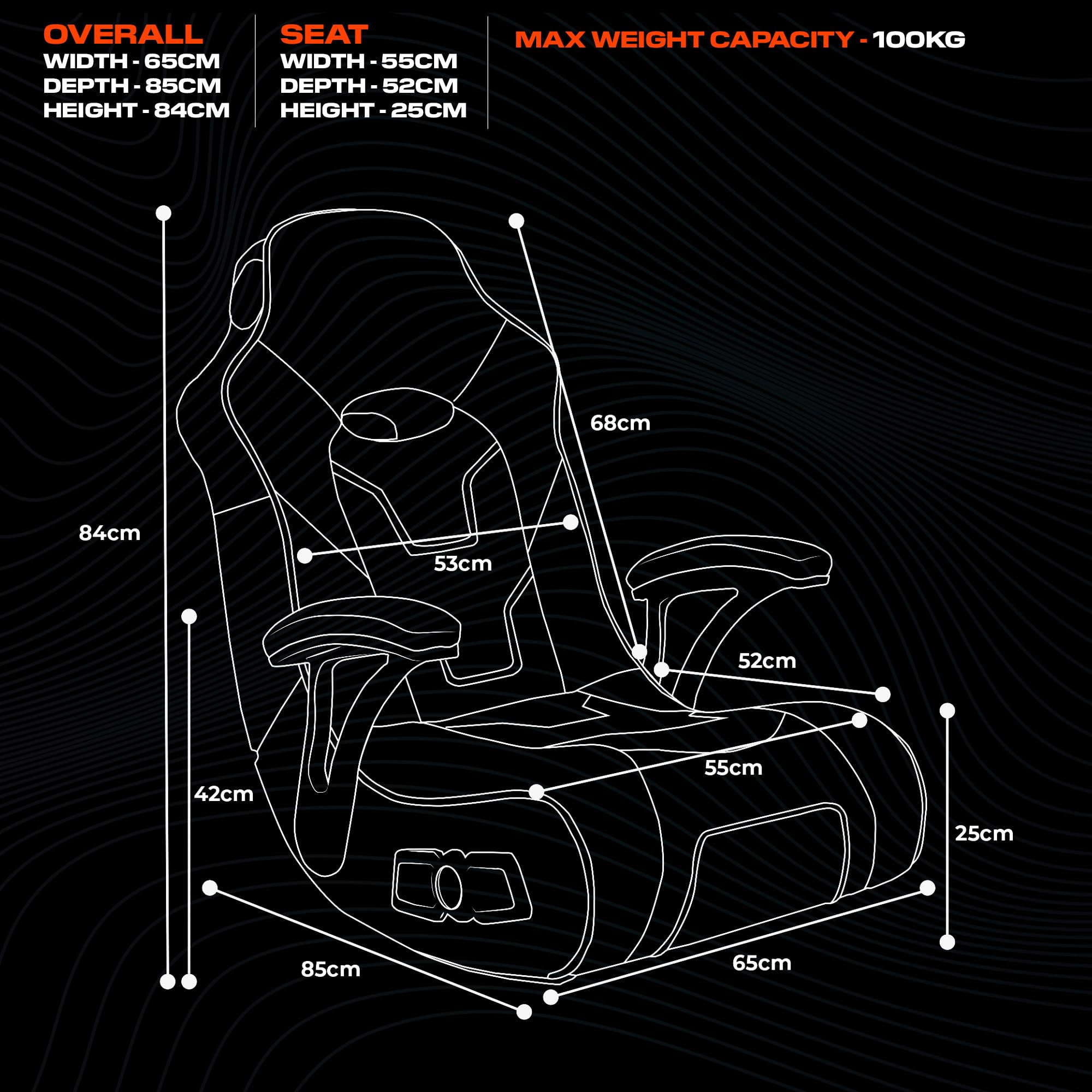 X Rocker G-Force Sport 2.1 Fauteuil de Gaming | Floor Rocker | Chaise de Jeu avec système Audio 2.1 | Noir/Orange