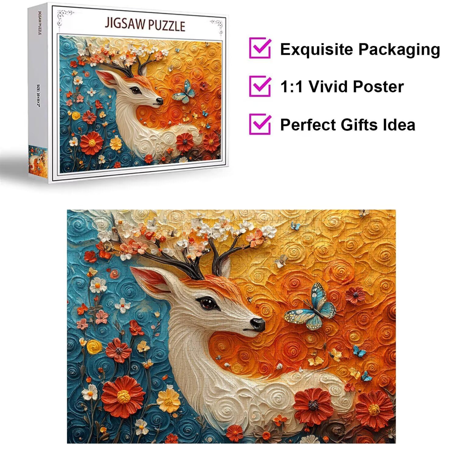 Puzzle 1500 sztuk Fawn Trudne drewniane puzzle, n-424 | Niemożliwe wyzwanie, inteligentna gra zręcznościowa, gry logiczne dla całej rodziny, pomysł na prezent, abstrakcja
