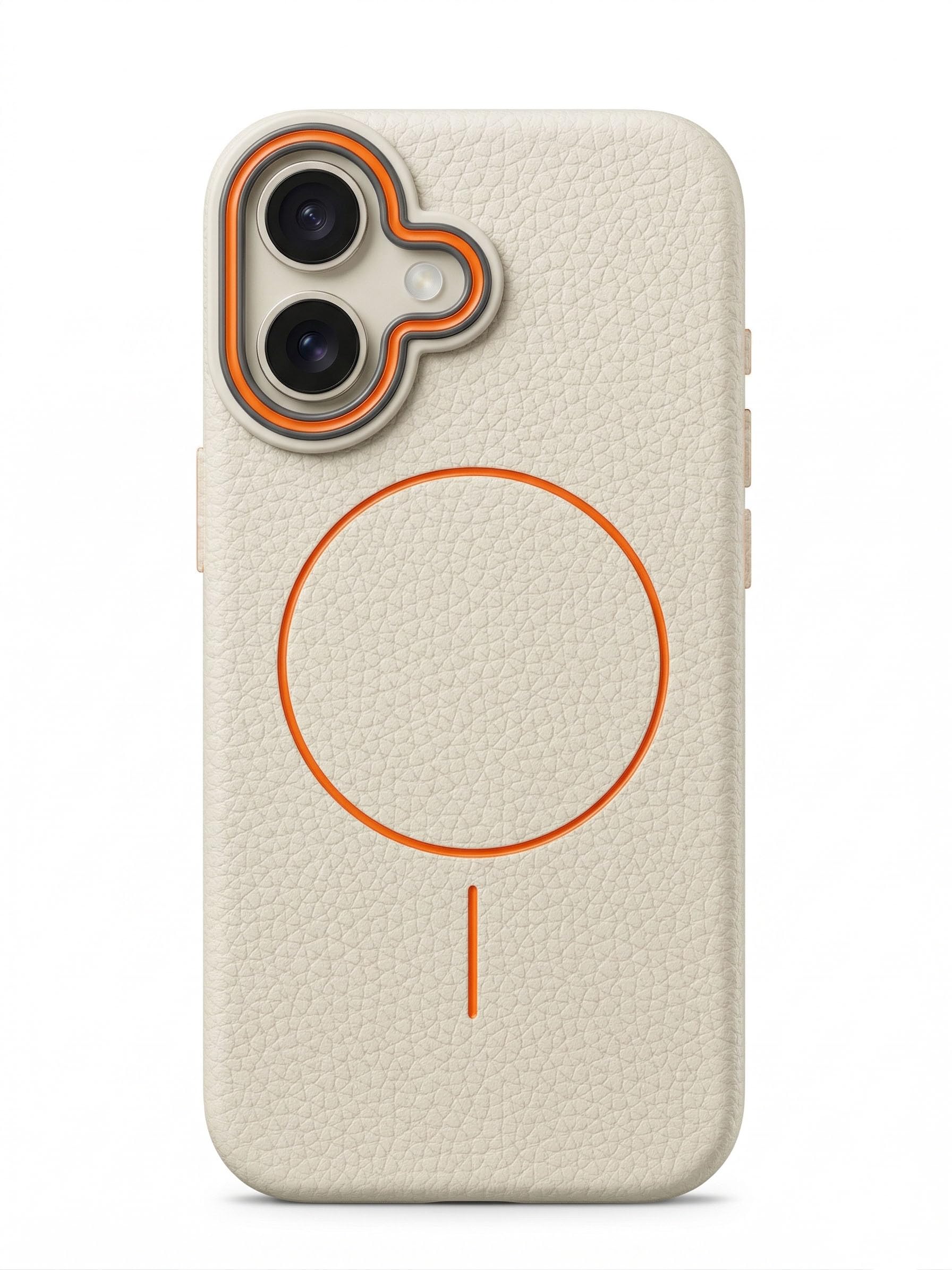 amazon basics Luxury MagSafe Compatible Leather Texture Back Cover for iPhone 16 | Raised Camera Protection | Slim Fit Shockproof Case with Metallic Accents (White)-image-12