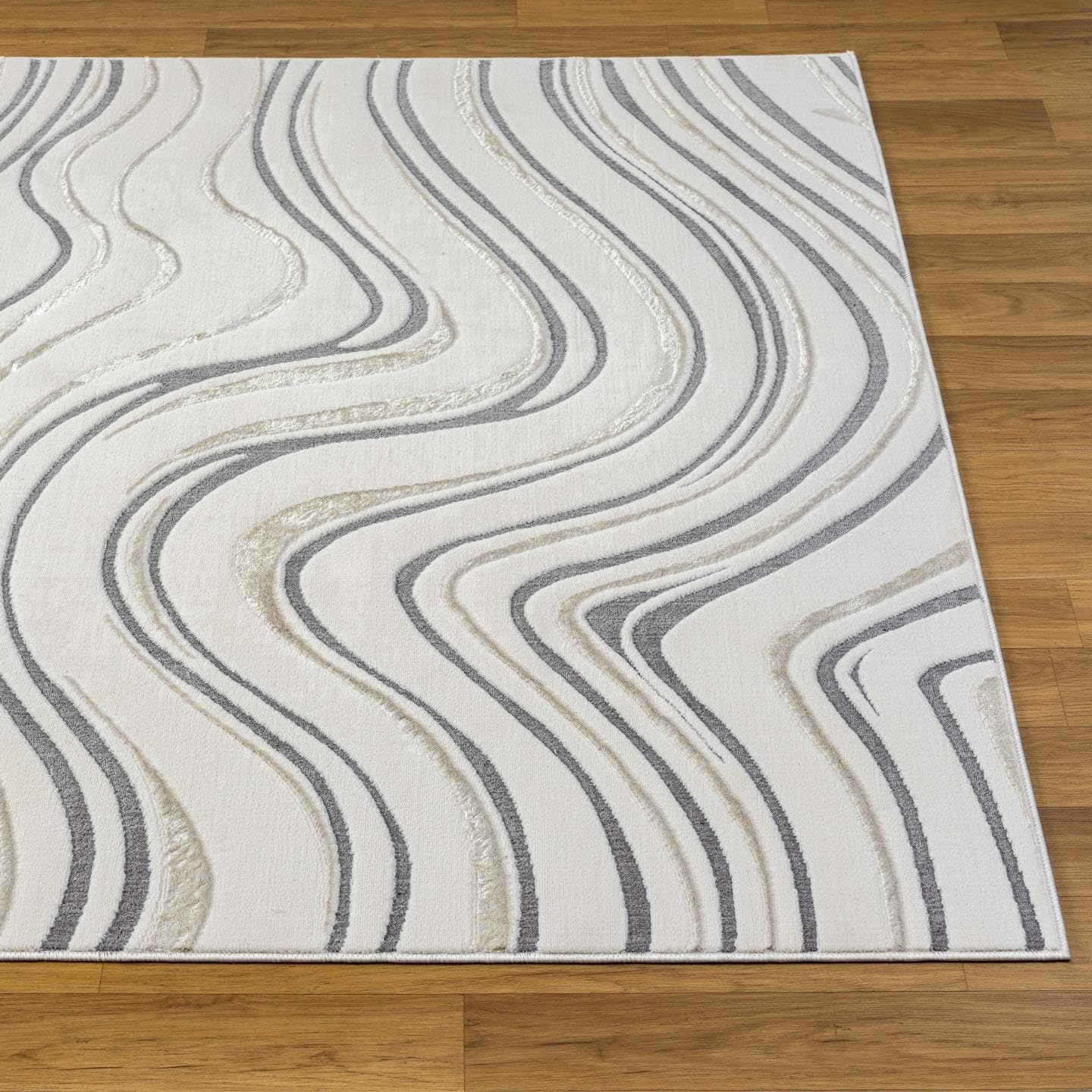LUXE WEAVERS Modern Abstract Swirl Gray 6x9 Area Rug High Low Carpet