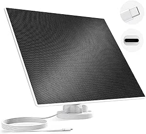 Dzees USB-C Solar Panel - Compatible with Outdoor Camera Wireless, Continuous Power with 5W 5V Charging, 9.8ft/3M Waterproof Charging Cable, 360°Adjustable Mount asin的图片