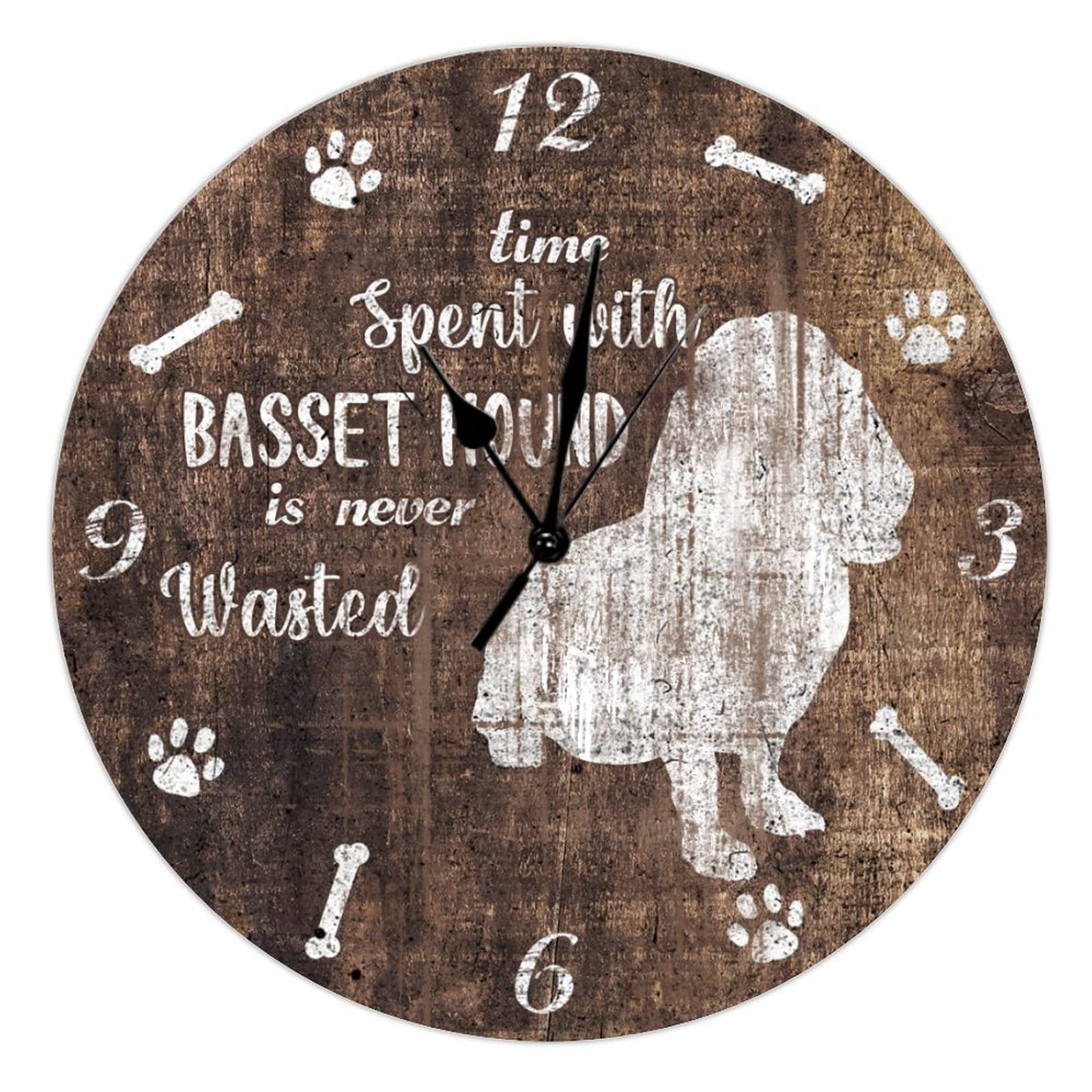 Horloge Time Spent with Dog en bois, la décoration murale des passionnés