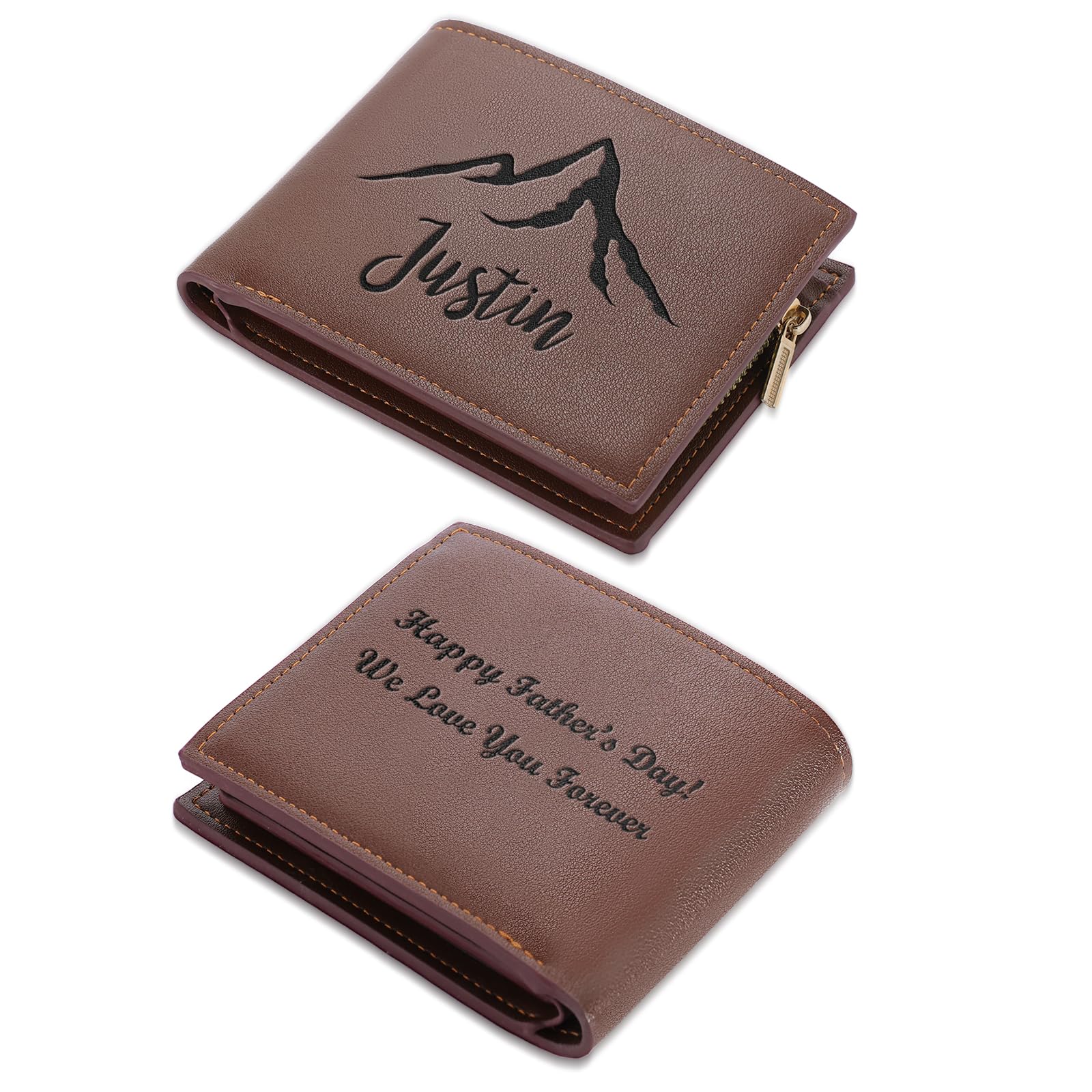 Oksparao Custom Wallets for Men Customized Leather Wallet with Name & Text Personalized Fathers Day Wallets Gifts from Wife Daughter Son