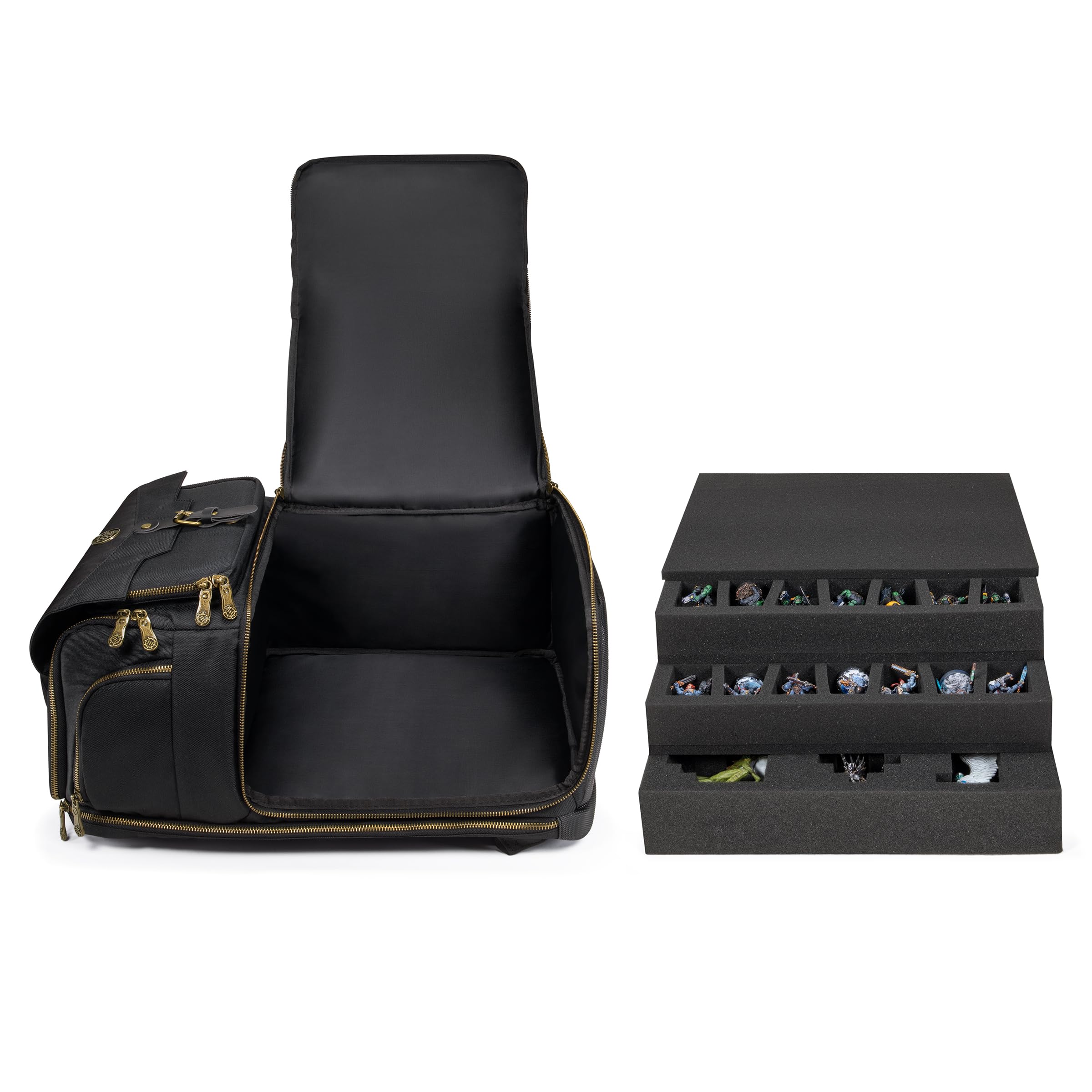 ENHANCE Zaino per Pittura in Miniature - Custodia per Miniature con Scomparti per Oltre 101 Miniature, 30 Colori e 12 Pennelli - Organizer con Tampone per Colori Rimovibile e Tracolle