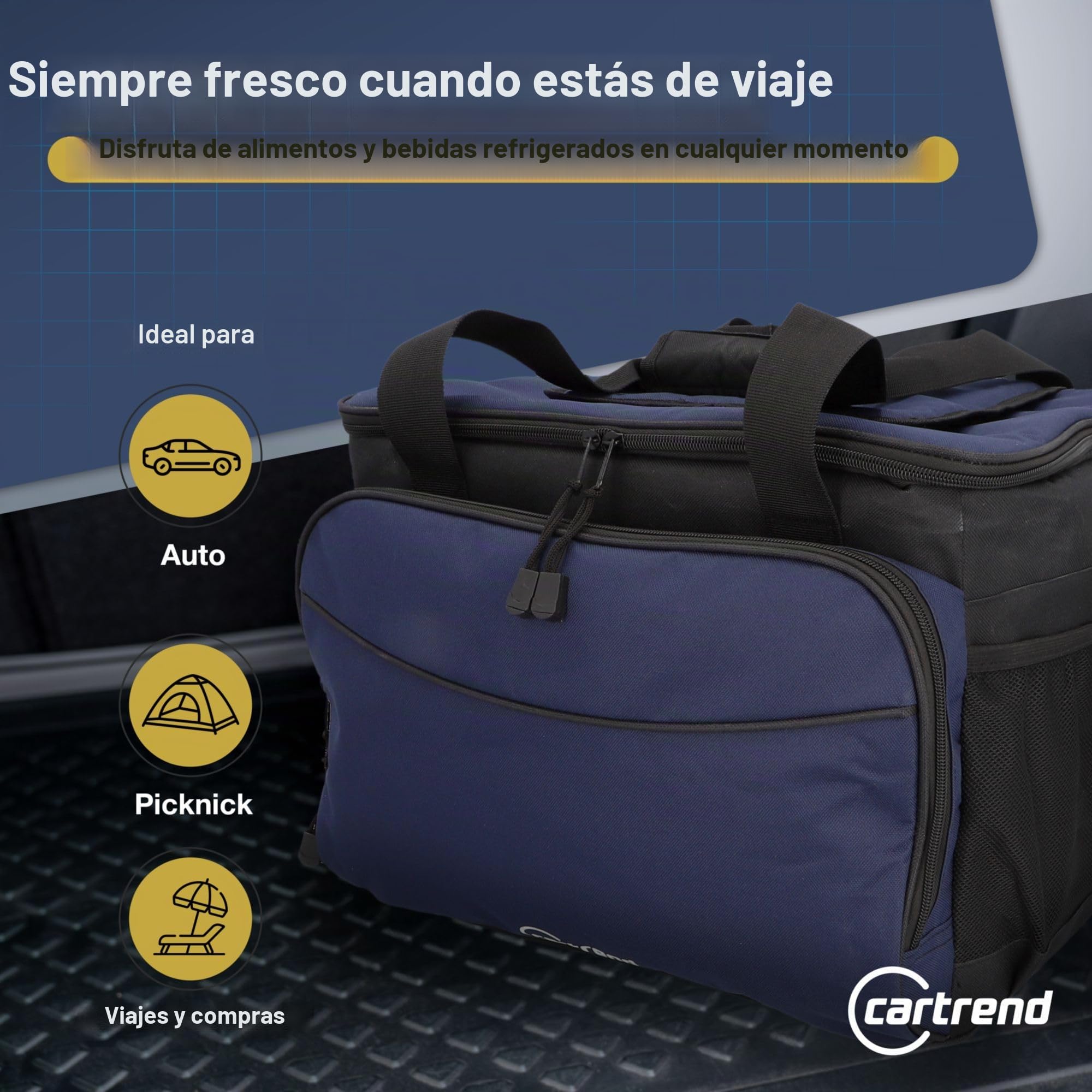 Cartrend Kühltasche, mit 12V KFZ-Anschlusskabel 1,50 m Lang, Verstellbarer Schultergurt, Pflegeleichte Innenbeschichtung, Verschiedene Größen