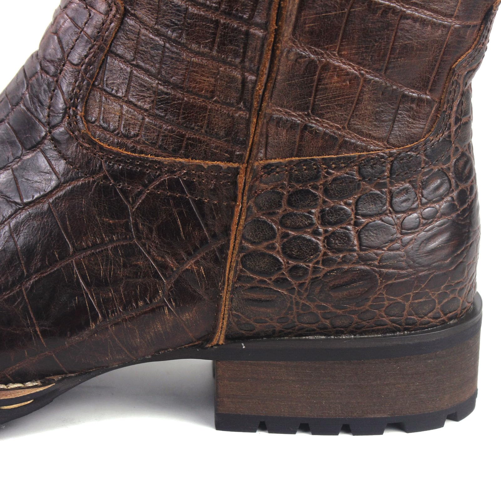 OSSTONE Herren Leder Cowboy stiefel Boots-Motorrad-Leder-Schuhe slip on stiefeletten Western Boots OS-5008-H10-BD-DE-R