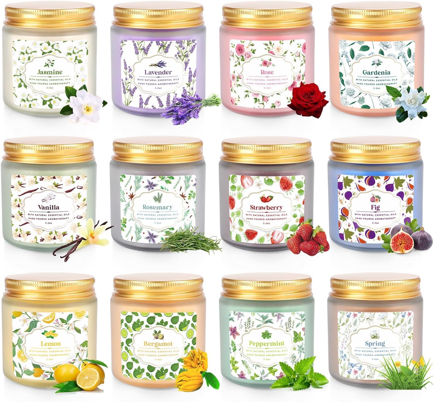 LIVEN Duftkerzen mit zusätzlichen natürlichen ätherischen Ölen, 86 ml, geeignet für verschiedene Festivals, Partys, Yoga und Zuhause, 12 Stück