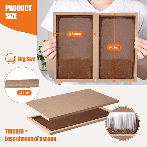 Miniatura 2 de Qualirey Paquete de 8 trampas grandes de pegamento para ratones, trampas de madera resistentes para ratas, tablero adhesivo de serpiente con