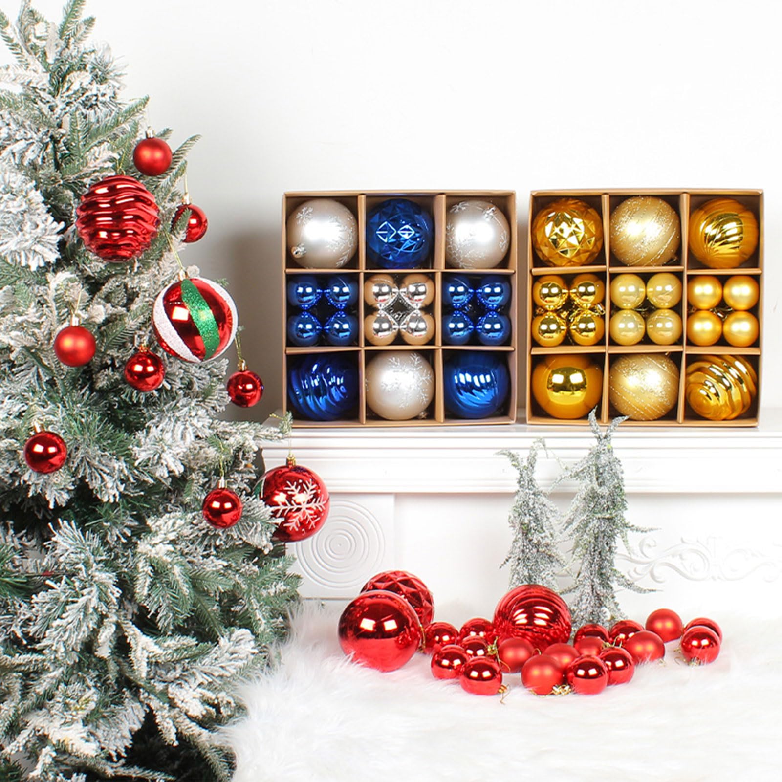 Weihnachtskugel Ornament, 30 Stück/Box, hängende Kugelkugeln, Weihnachtsbaum Hängeornamente für Weihnachten, Urlaub, Hochzeit, Zuhause, rote Kugeln aus Kunststoff