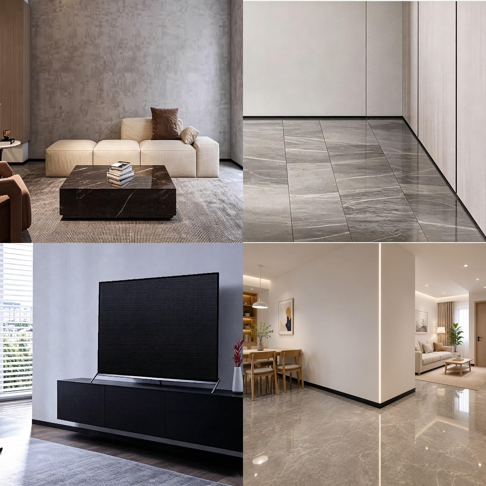 battiscopa Rivestimento Del Battiscopa Da Incasso Nero, Base Per Modanatura Del Pavimento 1 1,5 2 M Con Rivestimento Del Bordo Interno, Protezione Del Bordo Della Parete