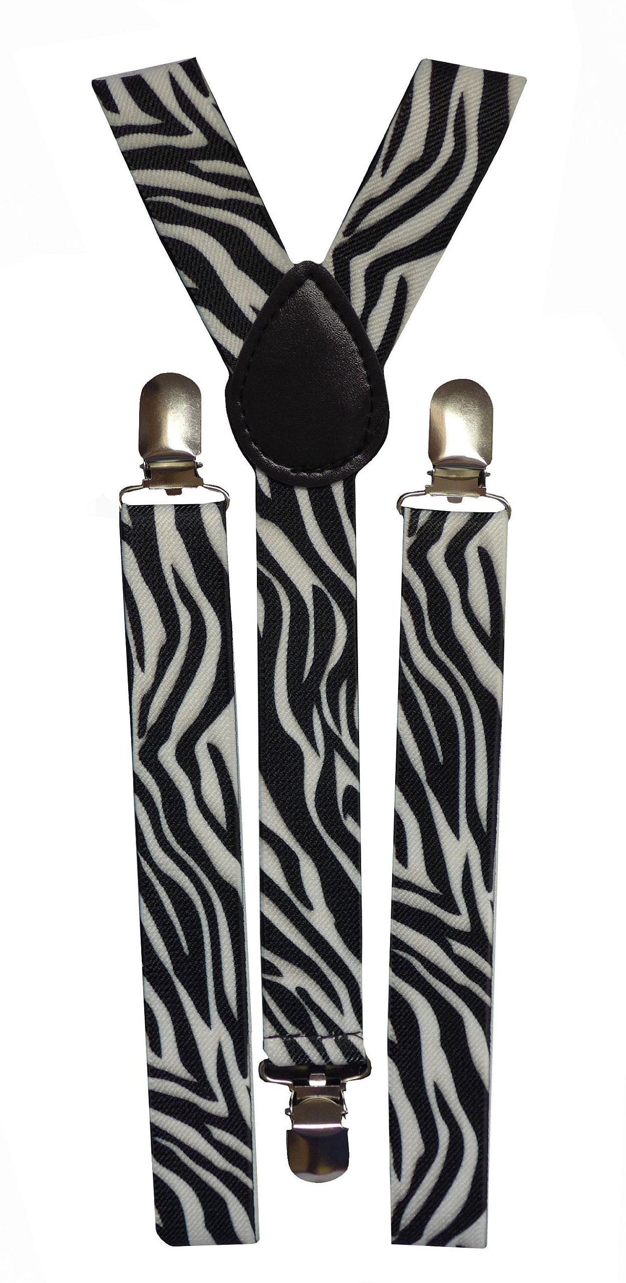 DangerousFX Men's Animal Print Braces white Black & White Zebra One size
