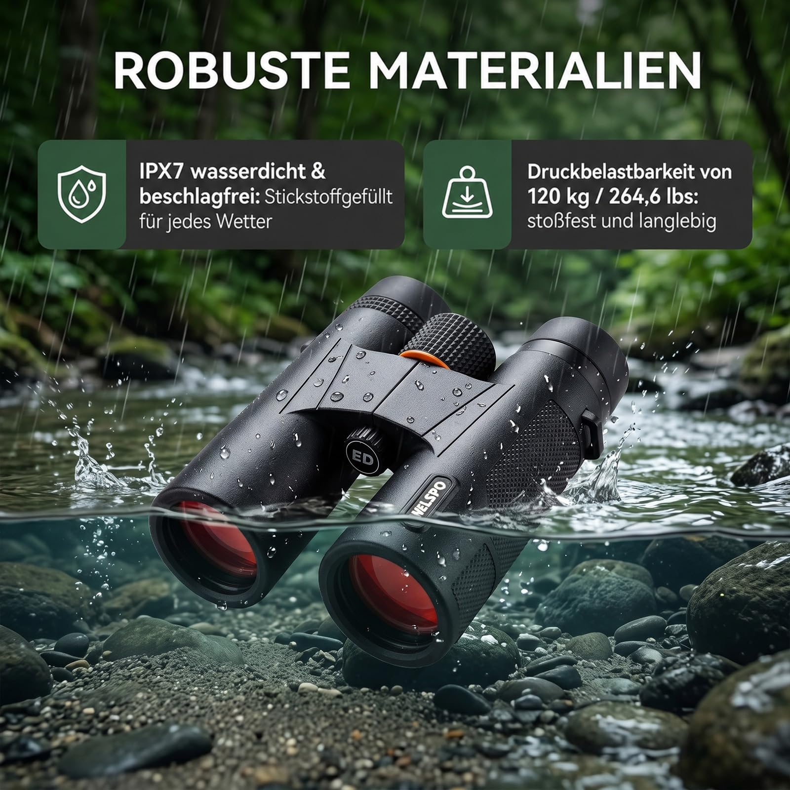 WELSPO Wasserdichtes Fernglas, für Vogelbeobachtung & Reisen