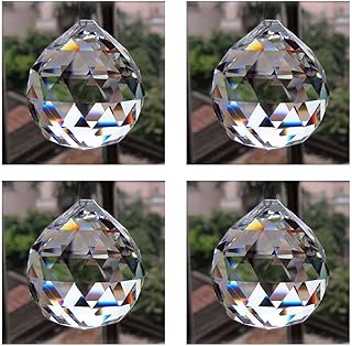 Glass Sun Catcher Positive Energy Reiki Feng Shui Lamp Prism Rainbow Crystal Ball, 40 mm-4 Pieces
