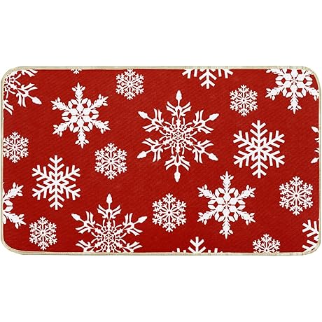 AnyDesign Merry Christmas Snowflake Doormat, for Bathroom