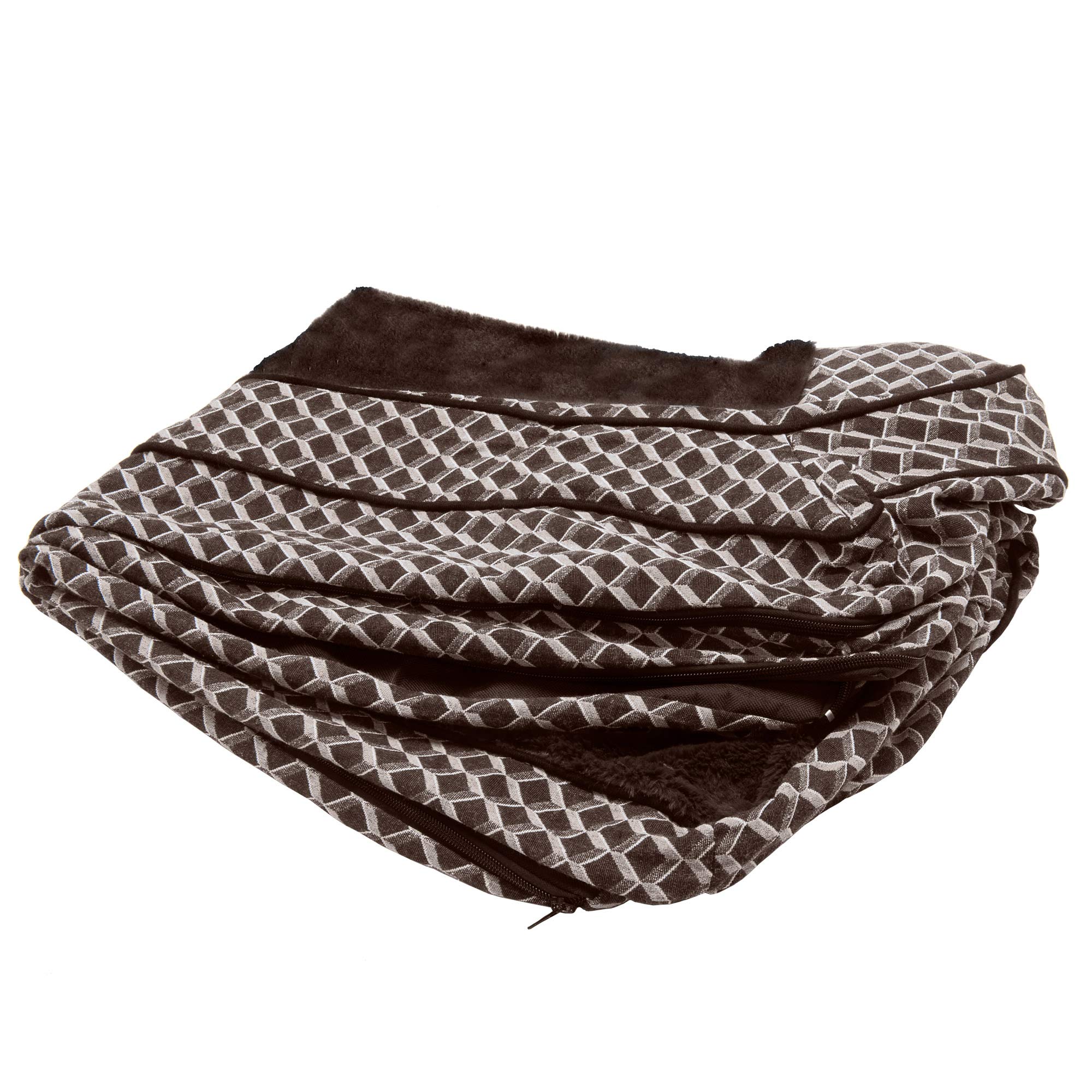 Furhaven Replacement Dog Bed Cover Comfy Couch Plush & Décor Sofa-Style, Machine Washable - Diamond Brown, Medium — image 1