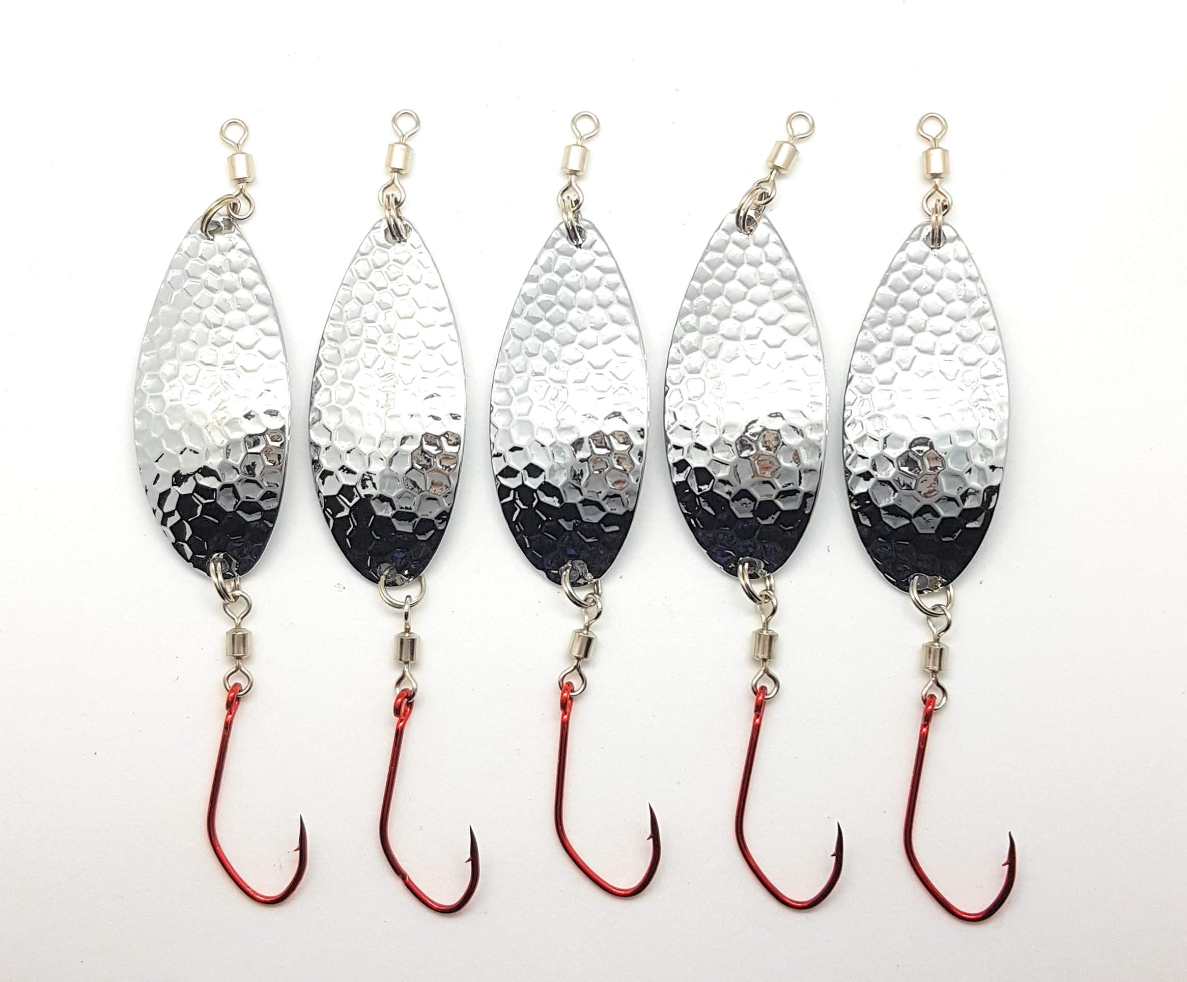 Prime Lures Casting Fishing Spoons 5 Pack. Two Sizes 2/5oz, 5/8oz. Slays Salmon, Steelhead, Bass, Trout. Great Action