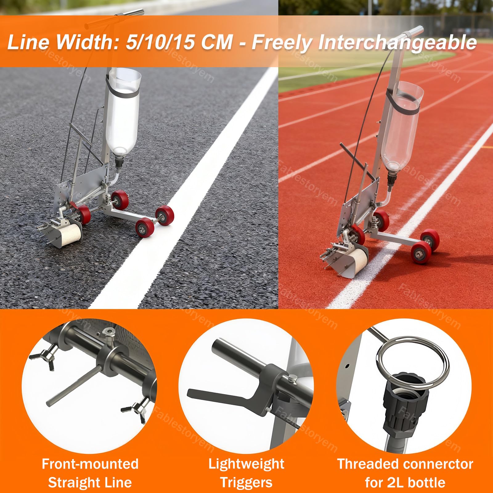 Verstellbarer Handschieber, Kaltlackierer, Straßenmarkierungsmaschine für Plätze, Parkplätze und Straßen, einfache Radübertragung, 50-80 cm