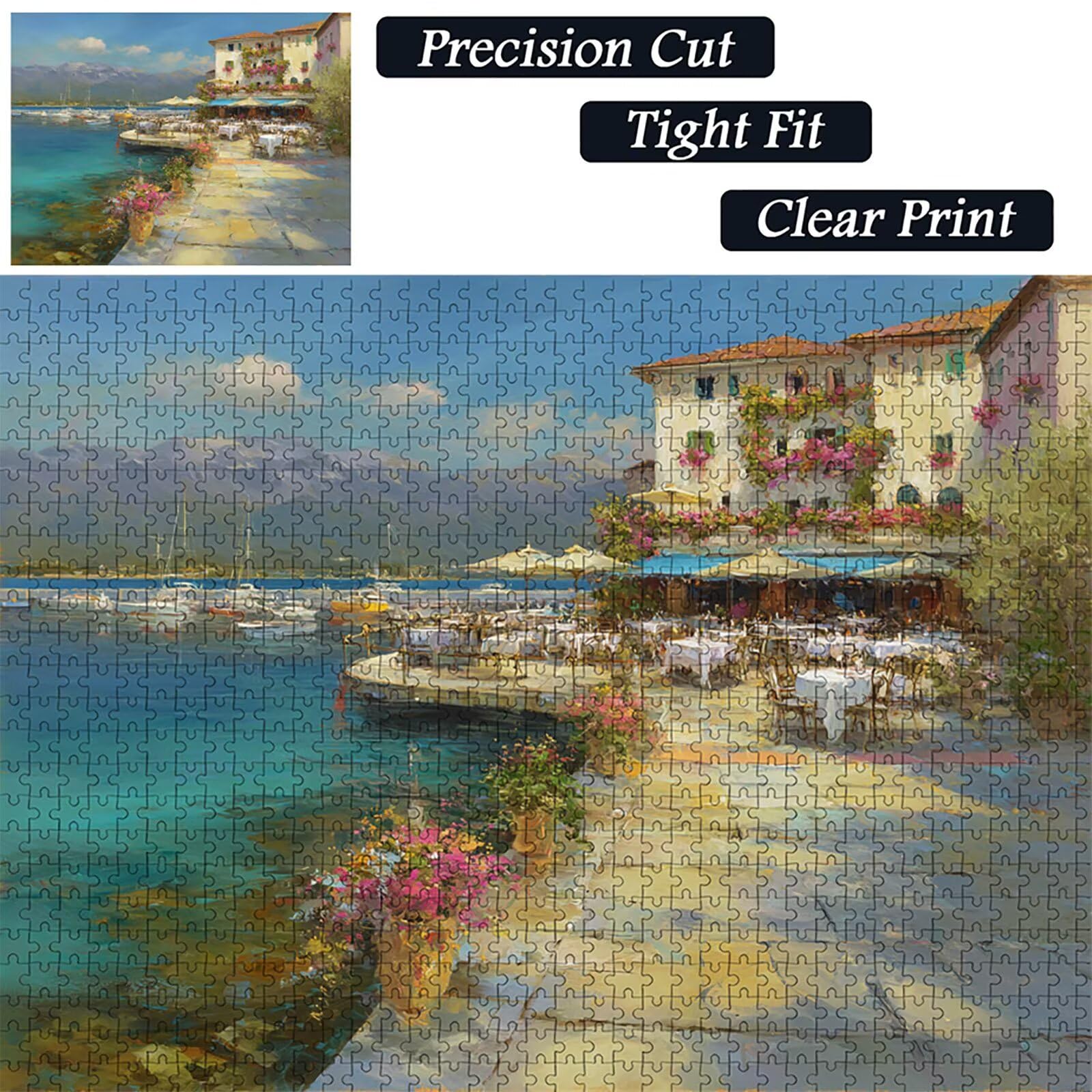 Przybrzeżne Puzzle 3000 sztuk dorosłych, drewniane puzzle z pudełkiem 122 x 81 cm, pomysł na prezent dla mężczyzn i kobiet, zabawa dla dorosłych, do gier rodzinnych, gier wyzwań, trwałe pudełko, 8