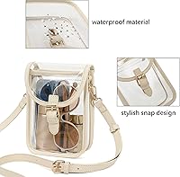 Vista 4 de FAIME Pequeña bolsa transparente aprobada para estadios, bolsa cruzada transparente para teléfono celular con correa ajustable para conciertos