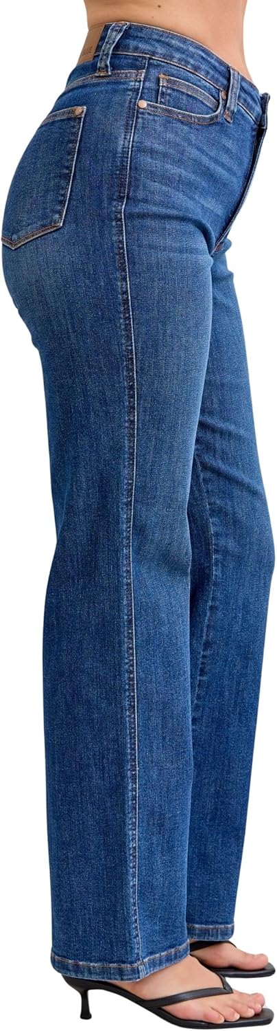 Judy Blue Women's High Rise Tummy Control Slimming Basic Straight Leg Jeans - Image 4