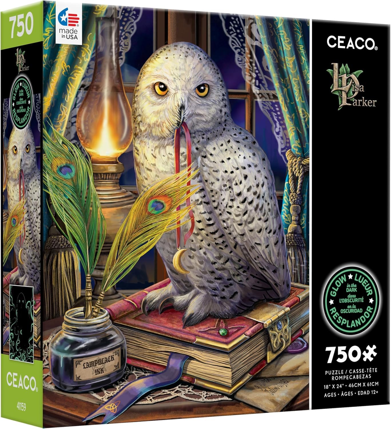 Ceaco - Glow in The Dark - Lisa Parker - Guardian of Spells Glow - 750 Piece Jigsaw Puzzle