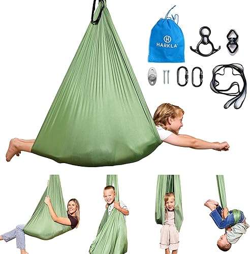 Miniatura 13 de Harkla Columpio sensorial para niños y adultos, soporta 300 libras, columpio sensorial para interiores y exteriores para un efecto calmante similar