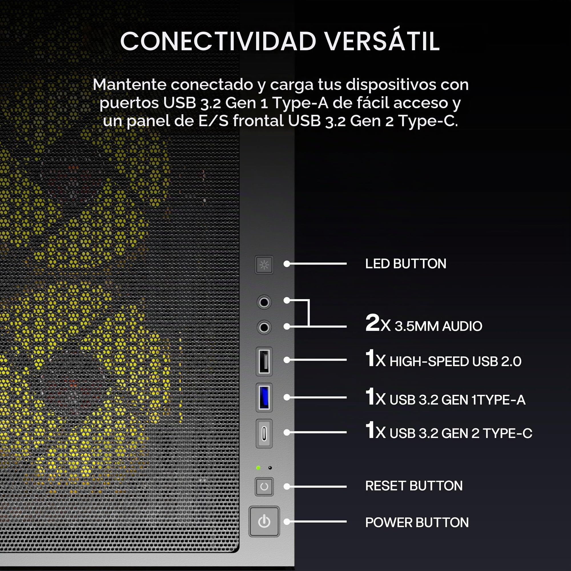 KEDIERS Caja PC preinstalada, 5 × 120 mm, negra, caja PC semitorre ATX, caja de ordenador con vista panorámica, panel frontal de vidrio templado, negra, P6 ARGB