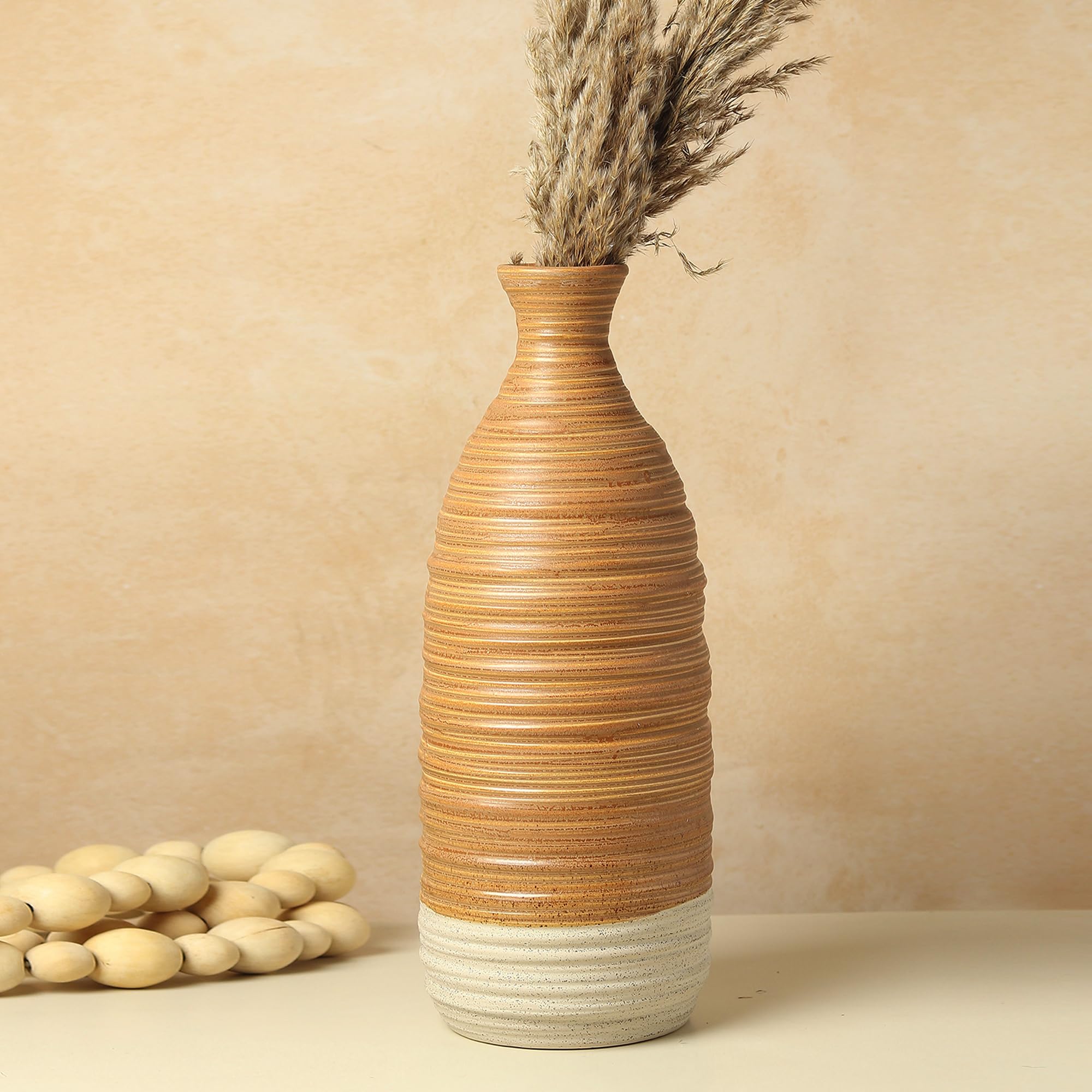 Habere India-All The Cultures Fabricating India Ceramic Vases for Home Decor | Flower Pot for Living Room | Decorative Items for Home | Small Flower Vase | Ceramic Vase (M: L15xW15xH38 CM)-picture-24