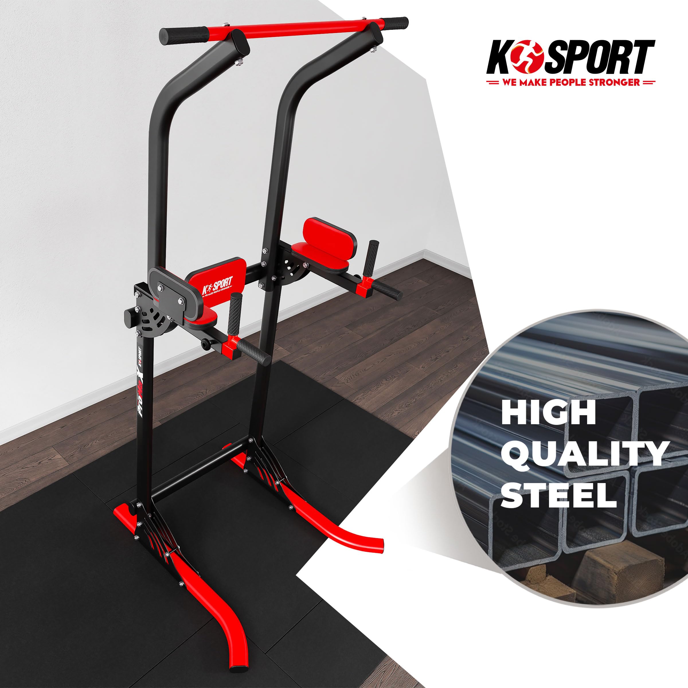 K-Sport: Power Tower Appareil de fitness | Barre de traction autoportante | Tour de force multifonction jusqu'à 150 kg | Tour de fitness