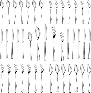30 Piece Silverware Set Service for 6,Premium Stainless Steel Flatware Set,Mirror Polished Cutlery Utensil Set,Durable Home Kitchen Eating Tableware Set,Include Fork Knife Spoon Set,Dishwasher Safe