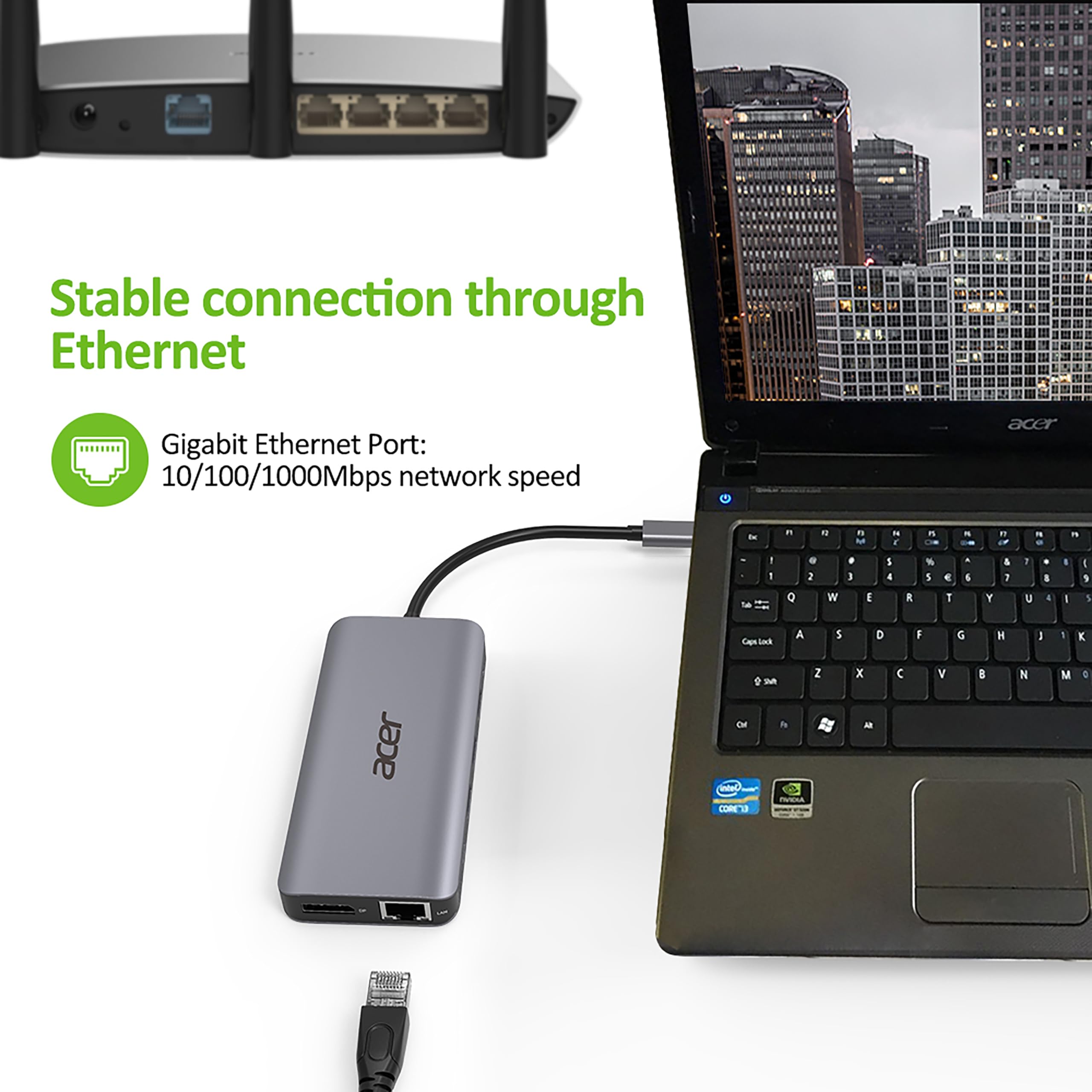 Acer HP.DSCAB.009 Station d'accueil avec Fil USB 3.2 Gen 1 (3.1 Gen 1) Type-C Argent