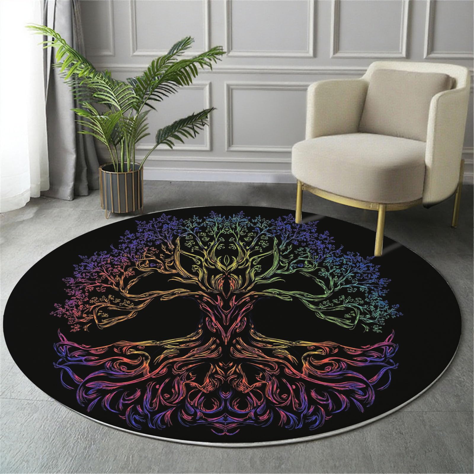 Tapis rond salon et chambre arc-en-ciel pour créer un coin lecture