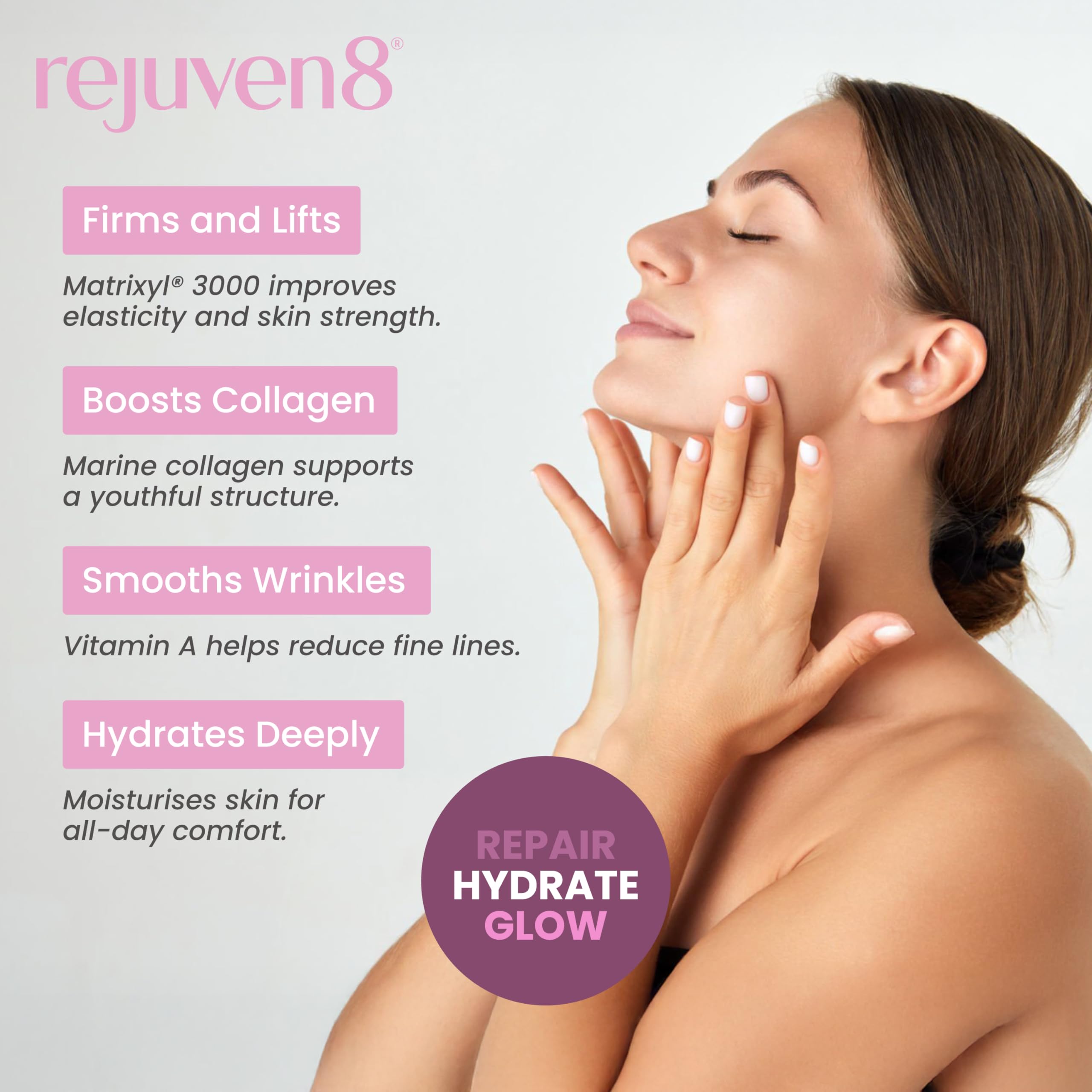 Rejuven8 Deep Lift Day Cream with Matrixyl 3000, Marine Collagen, Retinol & Vitamin E, Anti Ageing Moisturiser for Women - Image 3