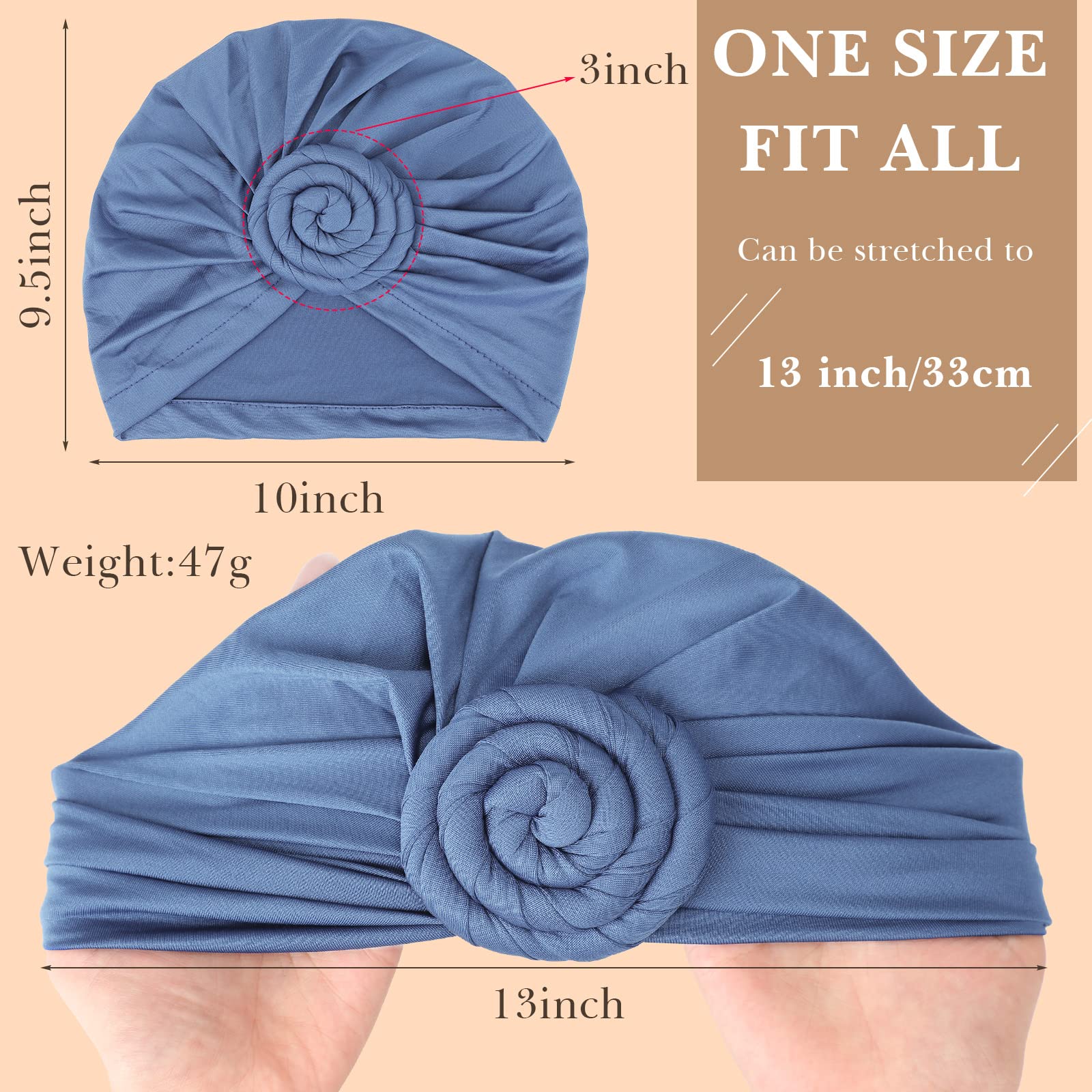 Jeyiour 18 szt. damski turban afrykański wstępnie zawiązany czepek opaska do włosów kwiat węzeł Bonnet czapka beanie turban opaska na głowę czapka z opaską na głowę