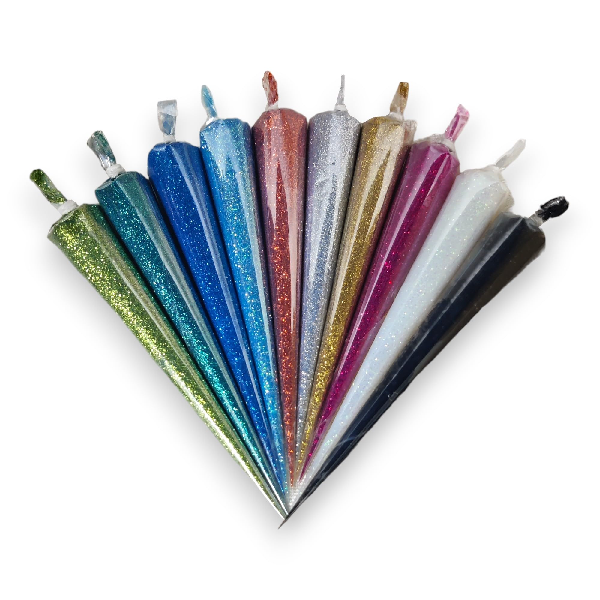 RIA Studio Colorful Glitter Liquid Paste Cones for Arts & Crafts Material, Lippan Art and Decorative Purposes Pack of 10 Cones (Multicolor)-image-18