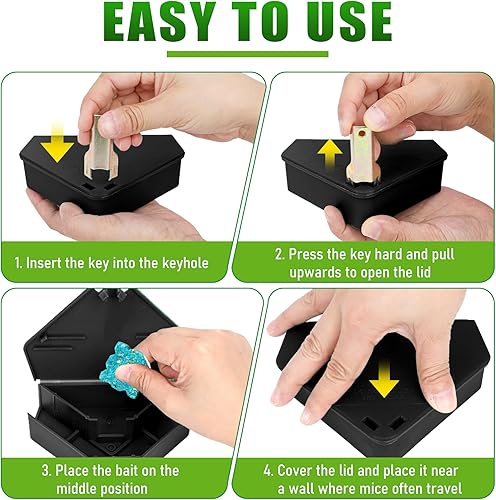Miniatura 4 de Paquete de 12 estaciones de cebo para ratones con llaves, estaciones de ratón, caja de estación de mouse resistente a la intemperie para interiores