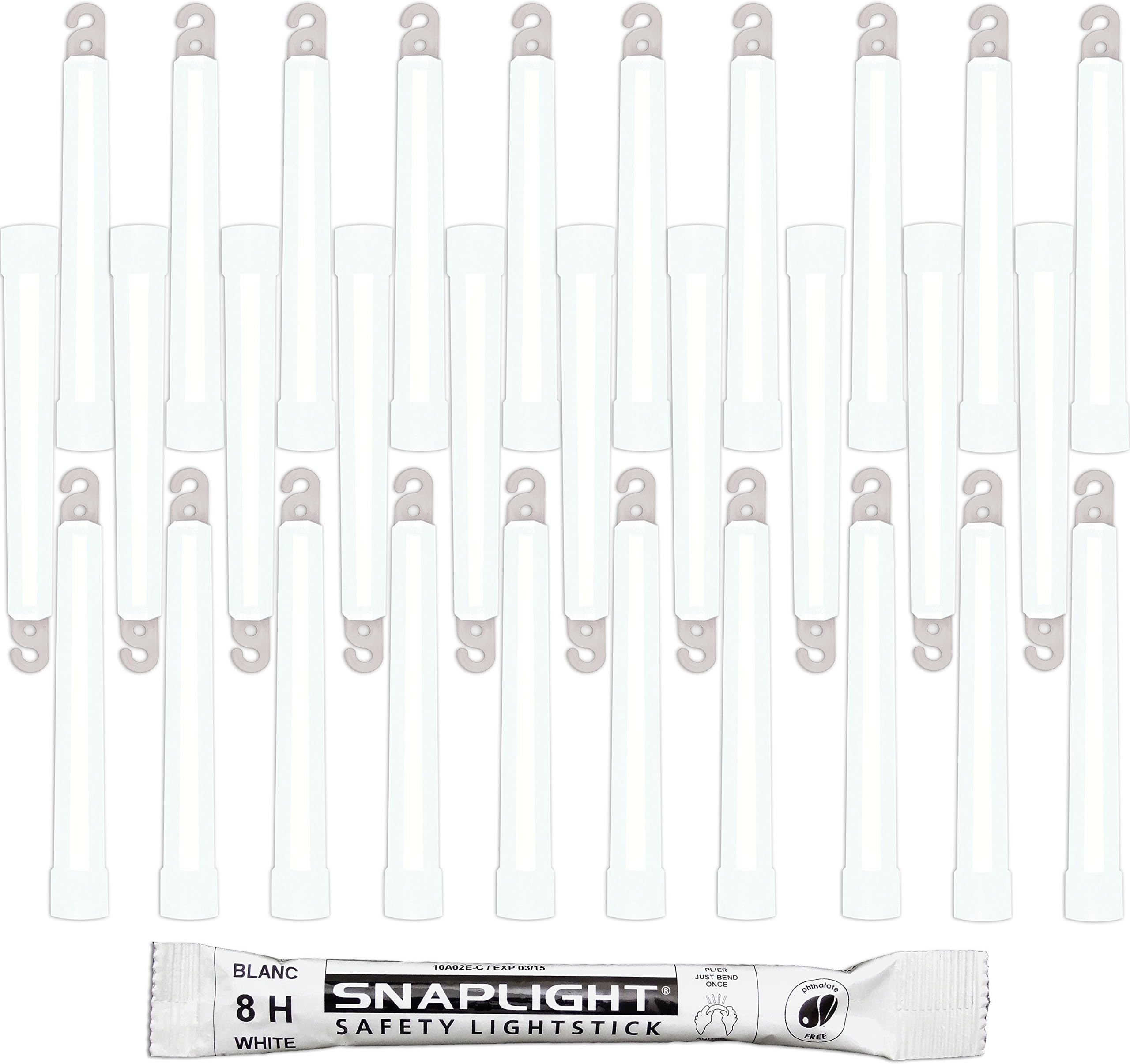 Cyalume SnapLight White Light Sticks – 6 Inch Industrial Grade, High Intensity Glow Sticks with 8 Hour Duration (Pack of 30)