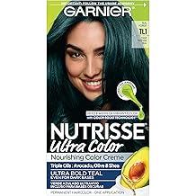 Garnier Nutrisse Ultra Nourishing Hair Color Creme with Triple Oils, Permanent Dye for 100 Percent Gray Coverage, Teal Forest TL1